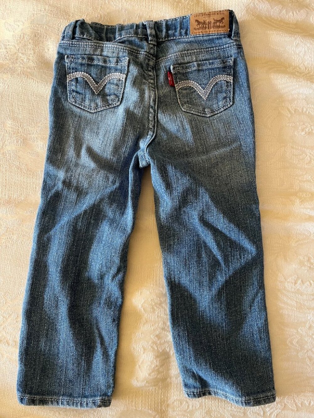 Levi's Girls Skinny Jeans Medium Wash Denim Adjustable Waist 24M